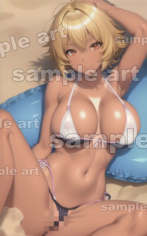 サンプル画像1:黒ギャル水着特集！日焼けしたどエロの爆乳金髪ギャルスペシャル(人生にSEX捧げてます編集部) [d_443453]