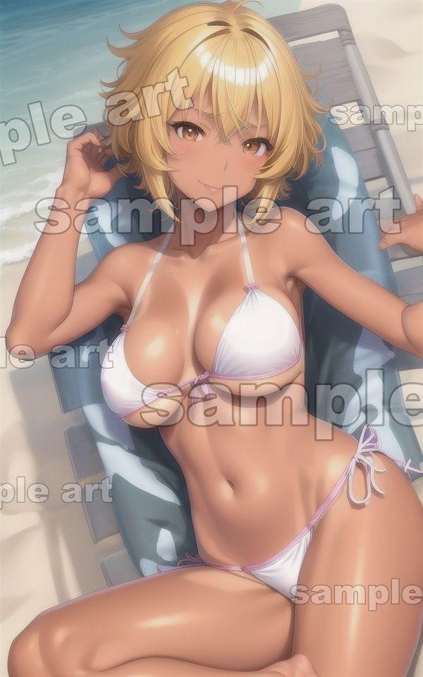 サンプル画像2:黒ギャル水着特集！日焼けしたどエロの爆乳金髪ギャルスペシャル(人生にSEX捧げてます編集部) [d_443453]