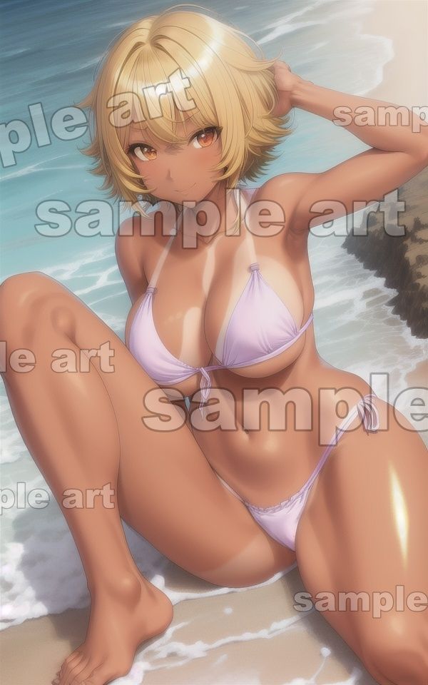 サンプル画像6:黒ギャル水着特集！日焼けしたどエロの爆乳金髪ギャルスペシャル(人生にSEX捧げてます編集部) [d_443453]