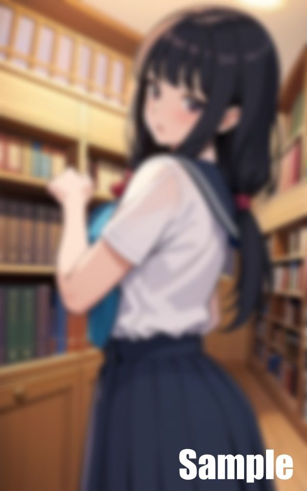 サンプル画像1:真面目な女学生が図書館で人目を忍んですること(ひんつ) [d_443612]