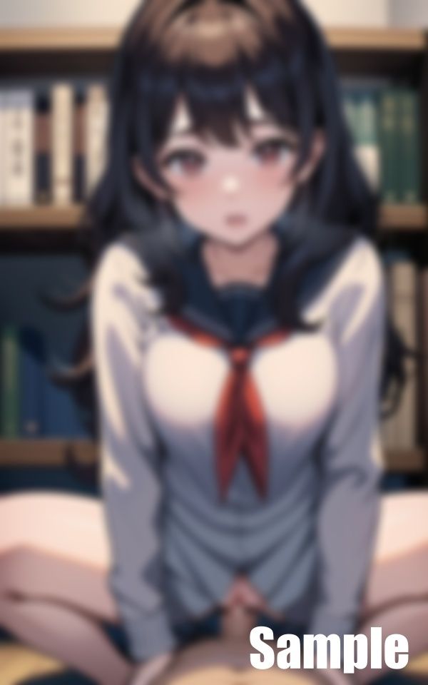 サンプル画像4:真面目な女学生が図書館で人目を忍んですること(ひんつ) [d_443612]