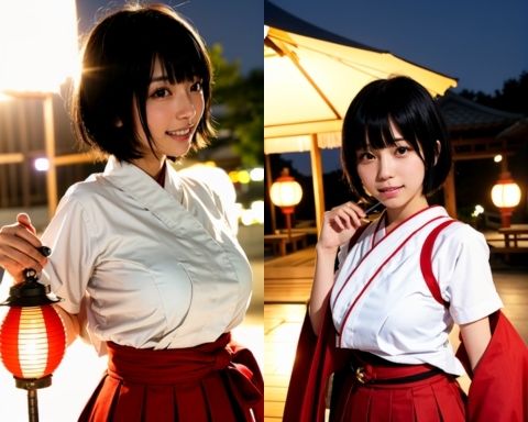 サンプル画像2:AIグラビア写真集21〜夏祭と巫女の妹〜(ねも) [d_443822]