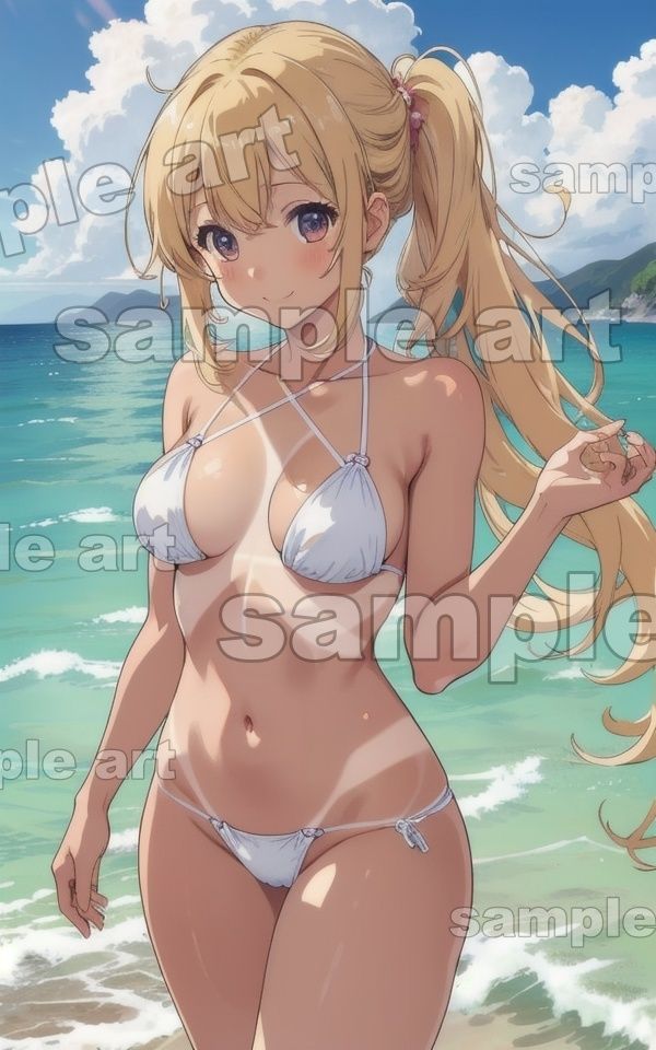 サンプル画像2:日焼けギャル特集！くっきりと日焼けしたビキニ痕がエロすぎる金髪ギャル・・・(媚薬DNA) [d_443959]