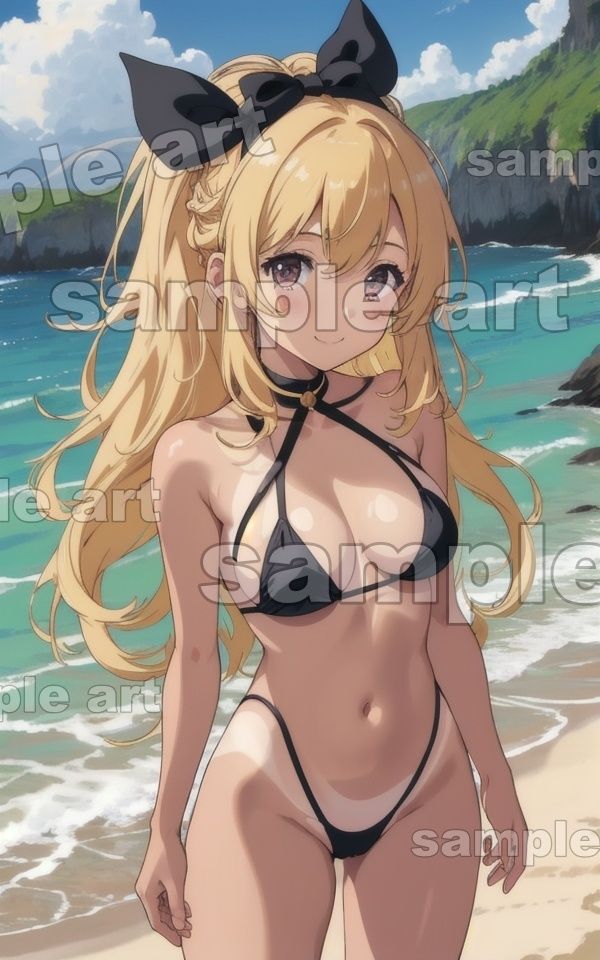 サンプル画像4:日焼けギャル特集！くっきりと日焼けしたビキニ痕がエロすぎる金髪ギャル・・・(媚薬DNA) [d_443959]