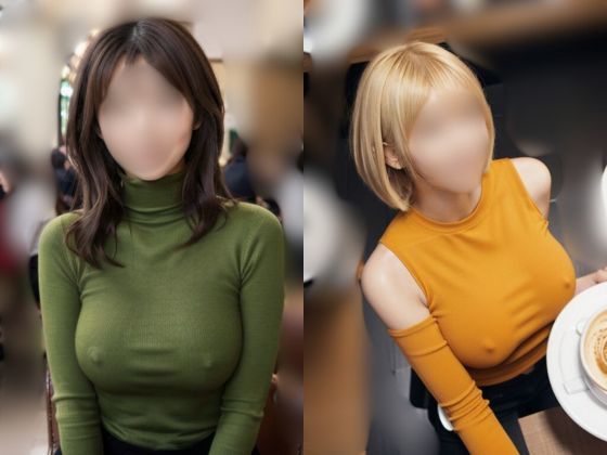 サンプル画像6:カフェでノーブラ？ 思わず二度見しちゃうエッッッッ！！！な着衣巨乳【AI美女】(ヌグサメ) [d_444092]