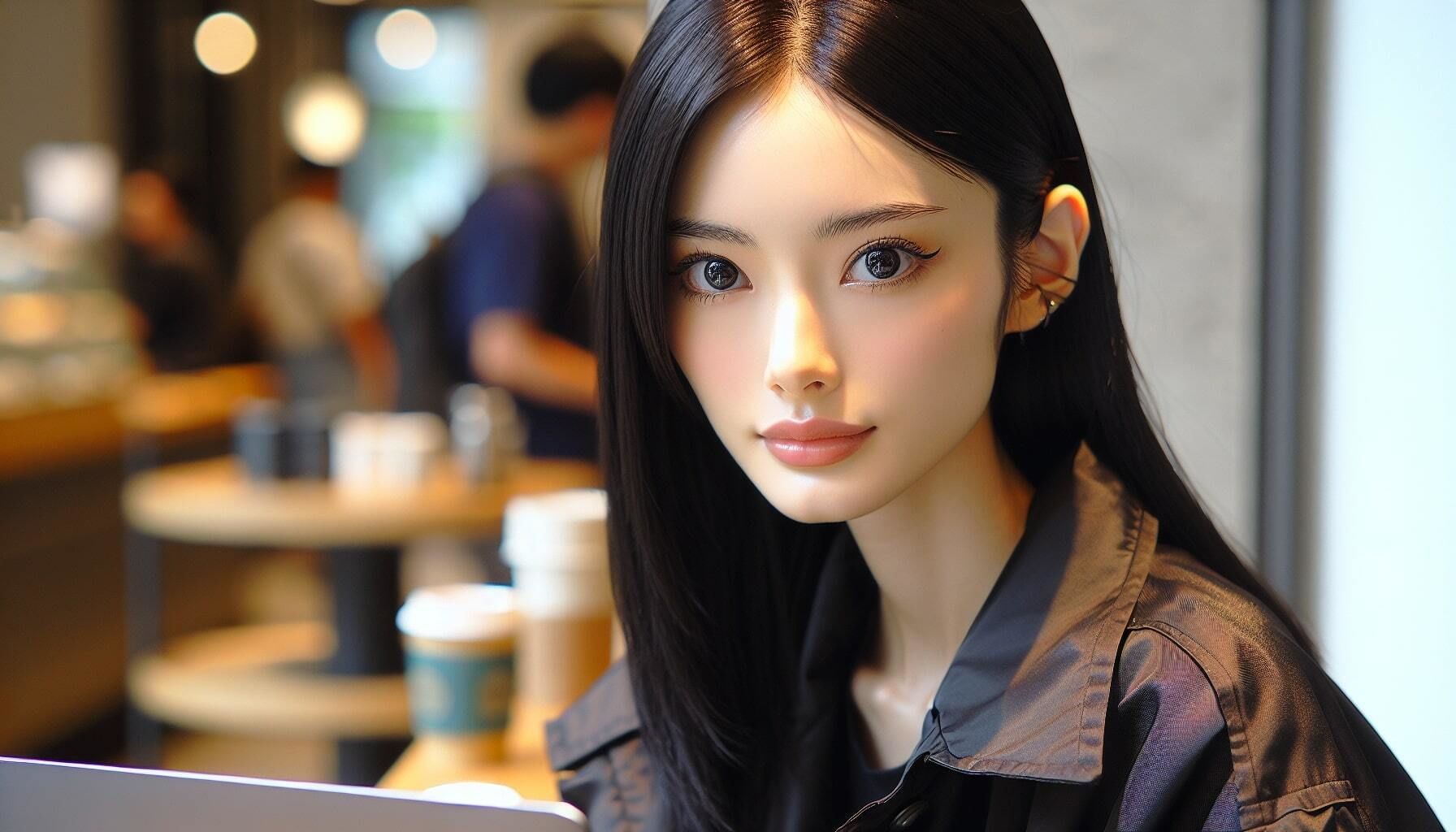 サンプル画像1:AI美女 黒髪オフィス女子と秘密のお付き合い(おーたむ) [d_444253]