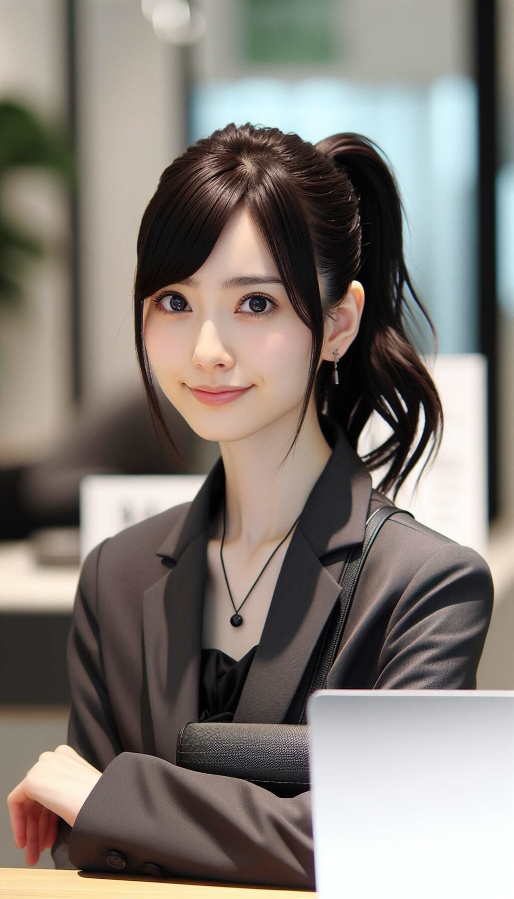 サンプル画像4:AI美女 黒髪オフィス女子と秘密のお付き合い(おーたむ) [d_444253]