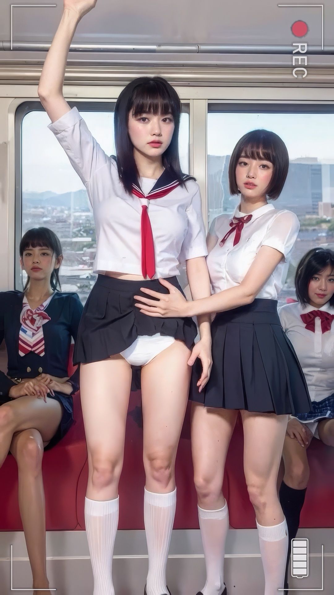 サンプル画像3:電車内で堂々とエロい行為をスマホ撮影するセーラー女子(NeKoLo Studio) [d_444535]