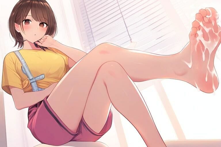 サンプル画像2:運動部の女の子のほどよく日焼けした素足で踏んでもらう〜おじさんわたしなんかで興奮するんですか？〜(晴耕雨読) [d_444847]