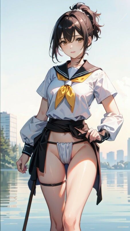 AI生成 夏の都会で大人のコスプレ、セーラー服にふんどし Vol.1のサンプル画像 6