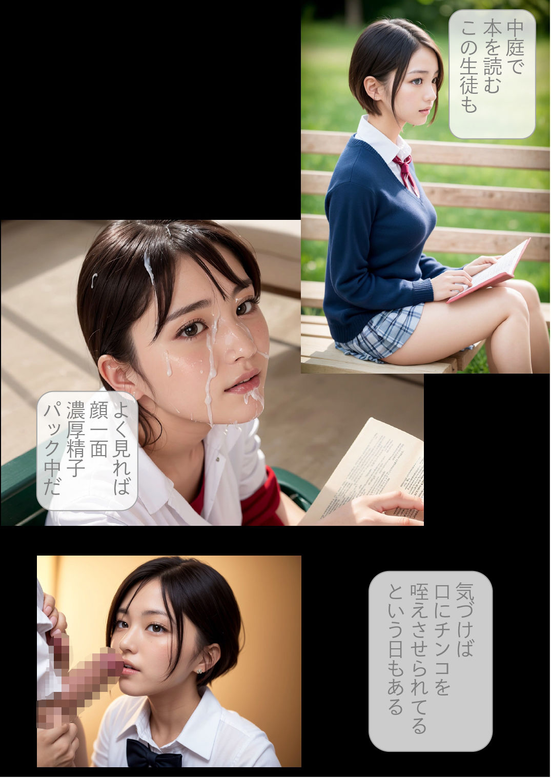 サンプル画像4:［ストーリー＋大量画像］突然精子がどろっどろに降り注がれる日常「常にぶっかけ」学園生活(顔面最強美双子（AI2Twins）) [d_444969]