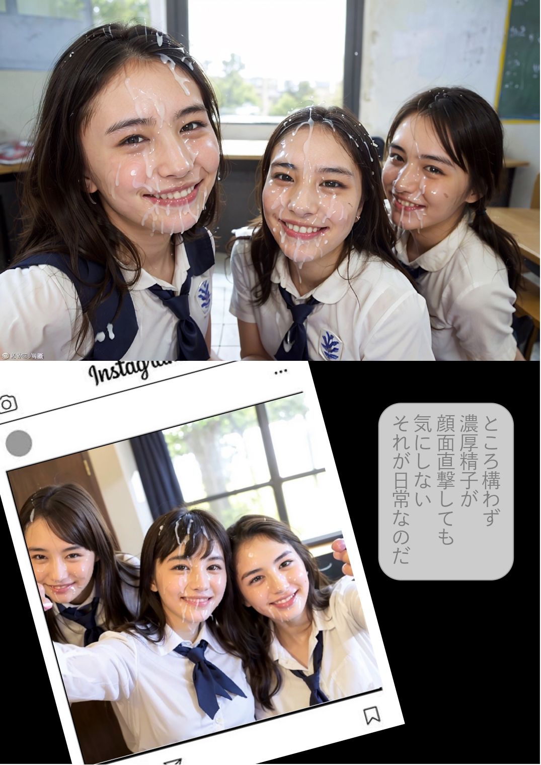 サンプル画像6:［ストーリー＋大量画像］突然精子がどろっどろに降り注がれる日常「常にぶっかけ」学園生活(顔面最強美双子（AI2Twins）) [d_444969]