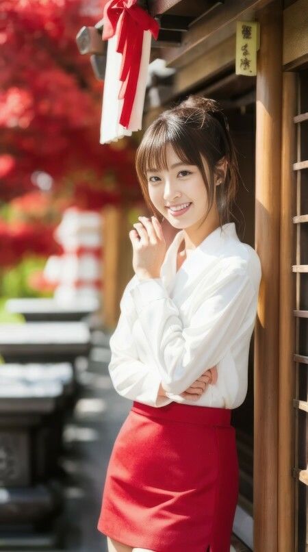 サンプル画像2:AI生成 神秘と美 – ミニスカ巫女コスプレ写真集 Vol.1(美伝プロジェクト) [d_445169]