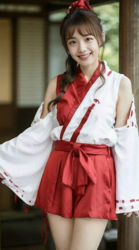 サンプル画像4:AI生成 神秘と美 – ミニスカ巫女コスプレ写真集 Vol.1(美伝プロジェクト) [d_445169]