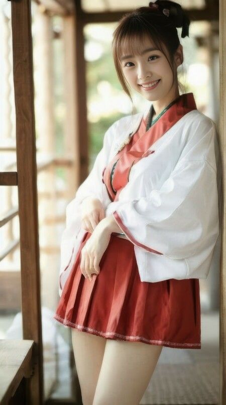 サンプル画像5:AI生成 神秘と美 – ミニスカ巫女コスプレ写真集 Vol.1(美伝プロジェクト) [d_445169]