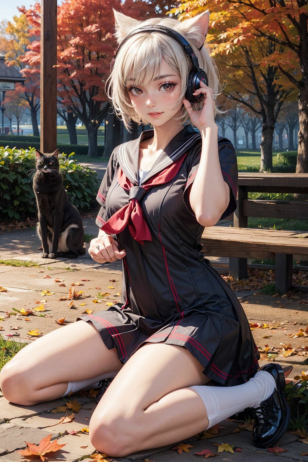 サンプル画像2:コスプレ大好きにゃー子さんあざとかわいいが過ぎる秋のねこねこオフショット(らいたん) [d_445297]