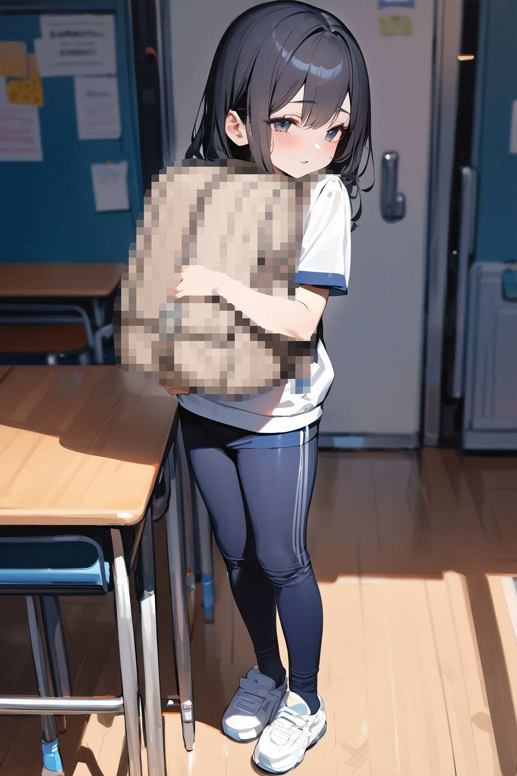 サンプル画像4:巨乳ロリが誰もいない教室で隠れてオナニー(女子高生) [d_445460]