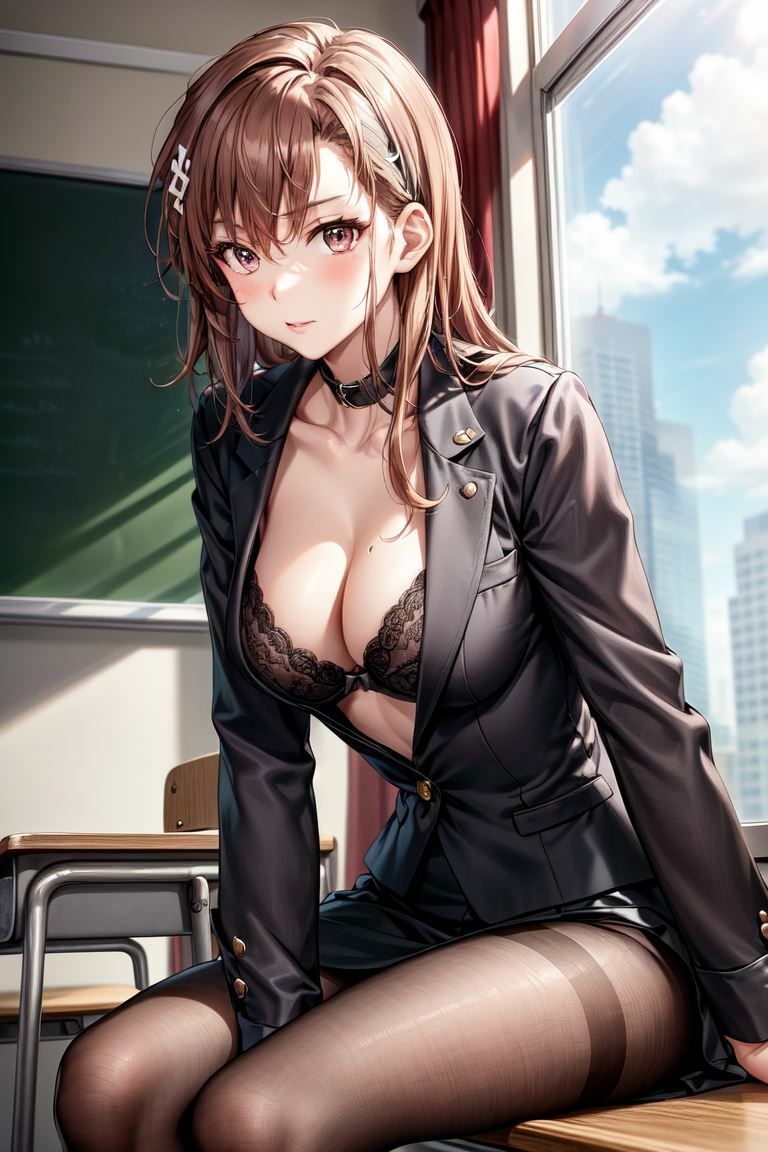 サンプル画像5:とある美琴さんのイラスト集 〜ピンクランジェリー・黒パンスト〜(ラブリーパンチ（パロディ）) [d_445465]