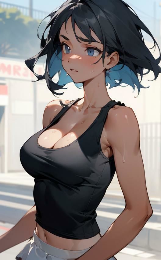 サンプル画像3:汗ばむタンクトップAI美女イラスト集100選(ぼんばいえ) [d_445665]