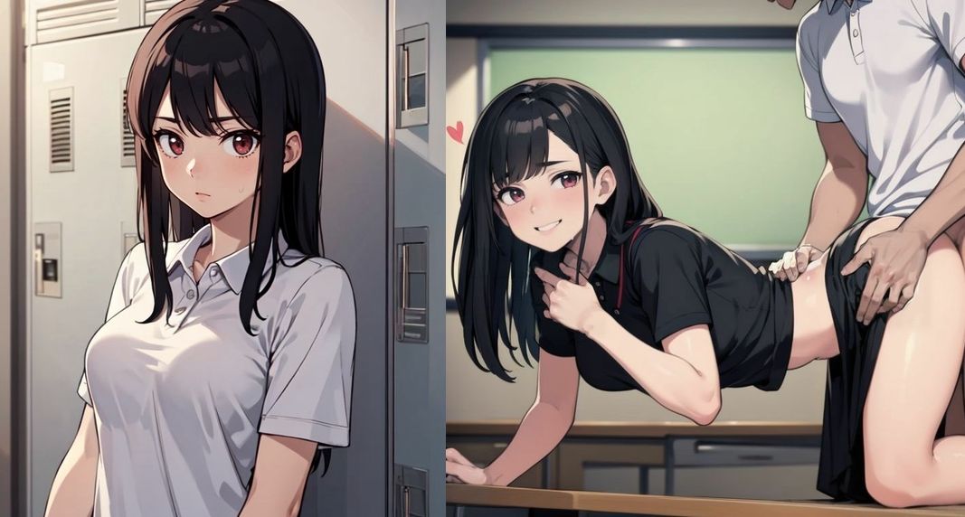 サンプル画像2:エグい堕ち方〜美少女JKの2コマメス堕ち画像集(ト・ヨーダ) [d_445678]