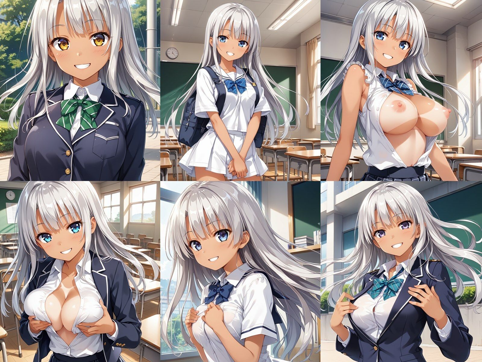 サンプル画像1:日焼けした銀髪JKが中出しセックスでビッチになりアヘ顔をキメた件(ビッチ化計画) [d_446128]