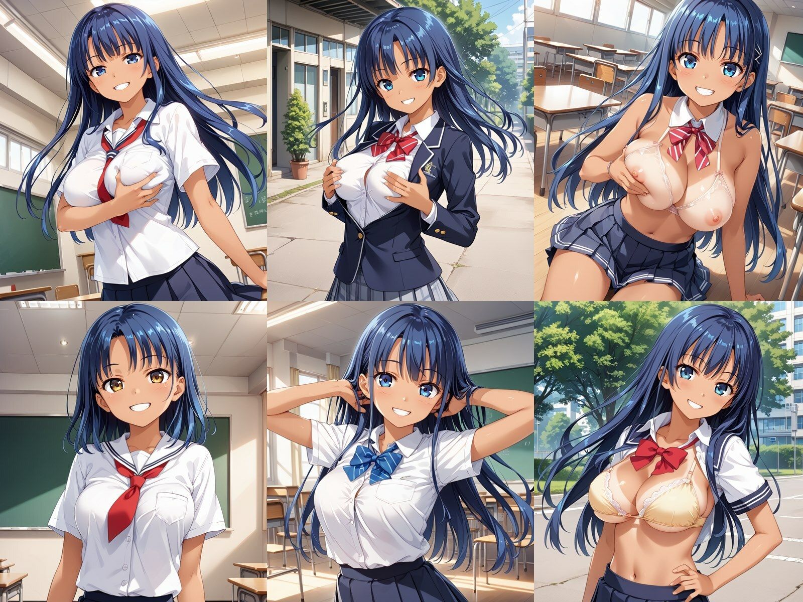 サンプル画像1:日焼けした青髪JKが中出しセックスでビッチになりアヘ顔をキメた件(ビッチ化計画) [d_446130]