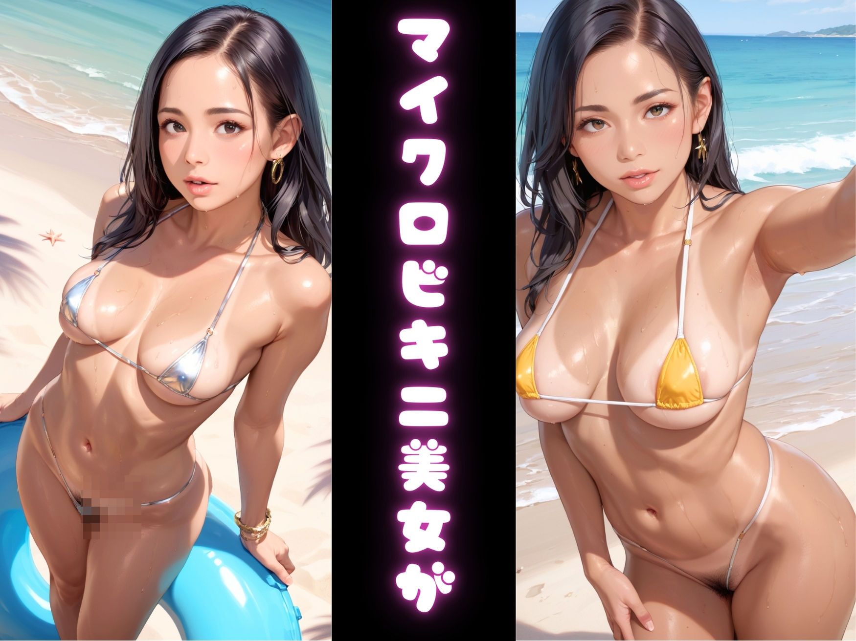 サンプル画像1:生々しい日焼け跡が残る巨乳水着美女達と生ハメ生ナカ(りんりんあーと@いらすと) [d_446622]