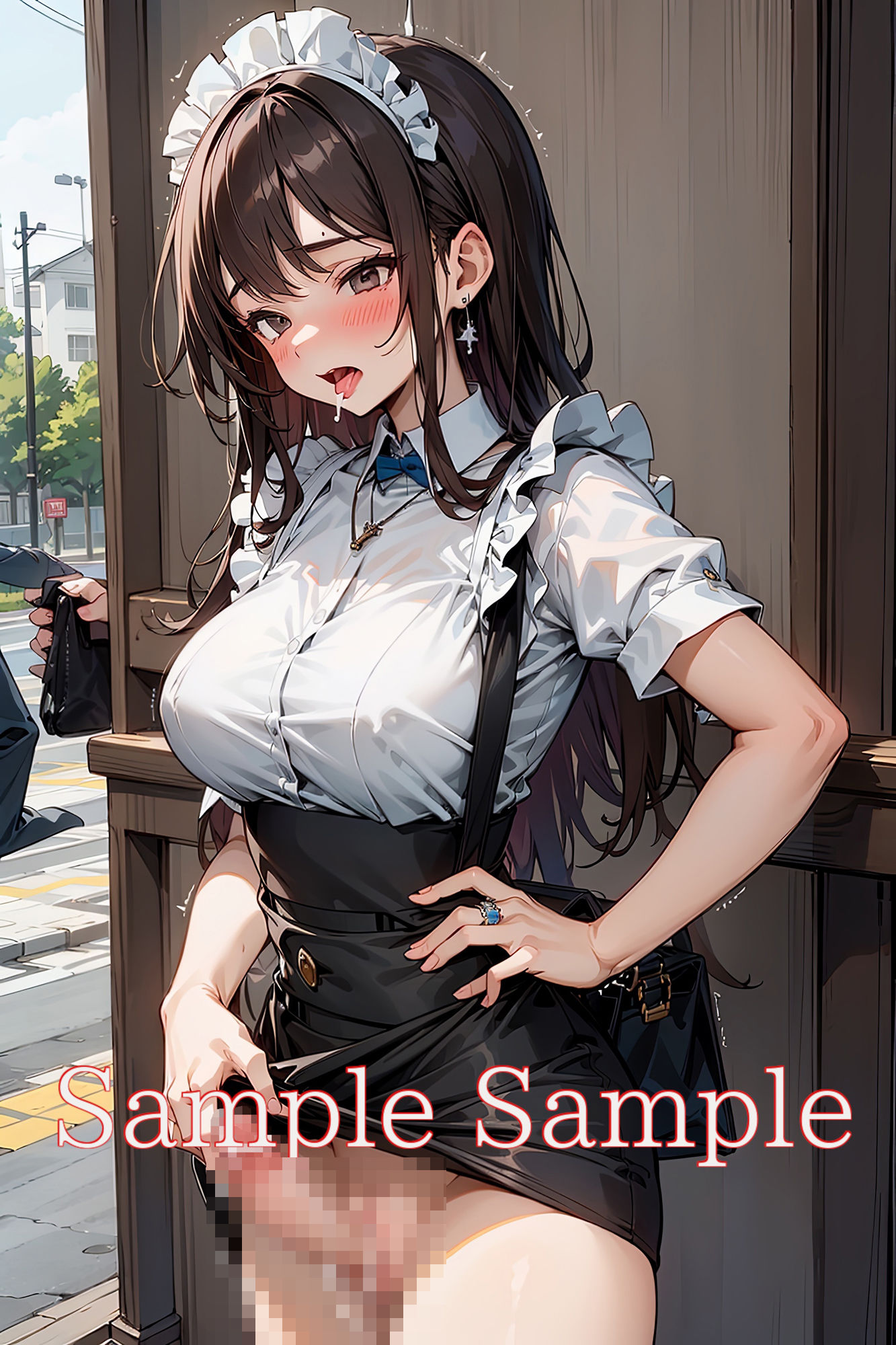 ふたなり野外露出（メイド編）のサンプル画像 6