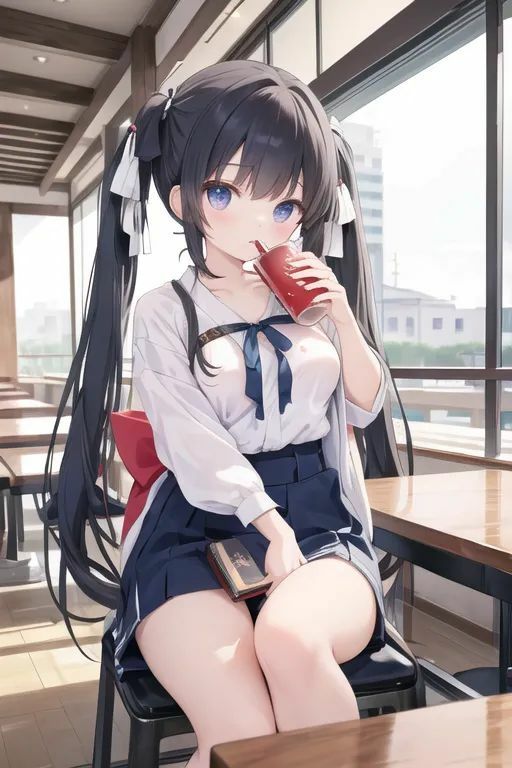 サンプル画像1:【CG集＋ストーリー動画】カフェテラスにいた可愛い子に声をかけて脱がせてみよう。(百軒侍) [d_446736]