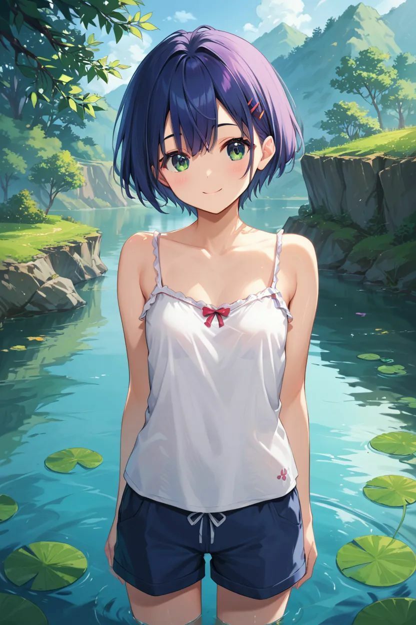 サンプル画像2:【CG集＋ストーリー動画】湖に旅行行ってたら撮影したくなったので着衣のまま入ってもらい…(百軒侍) [d_446738]