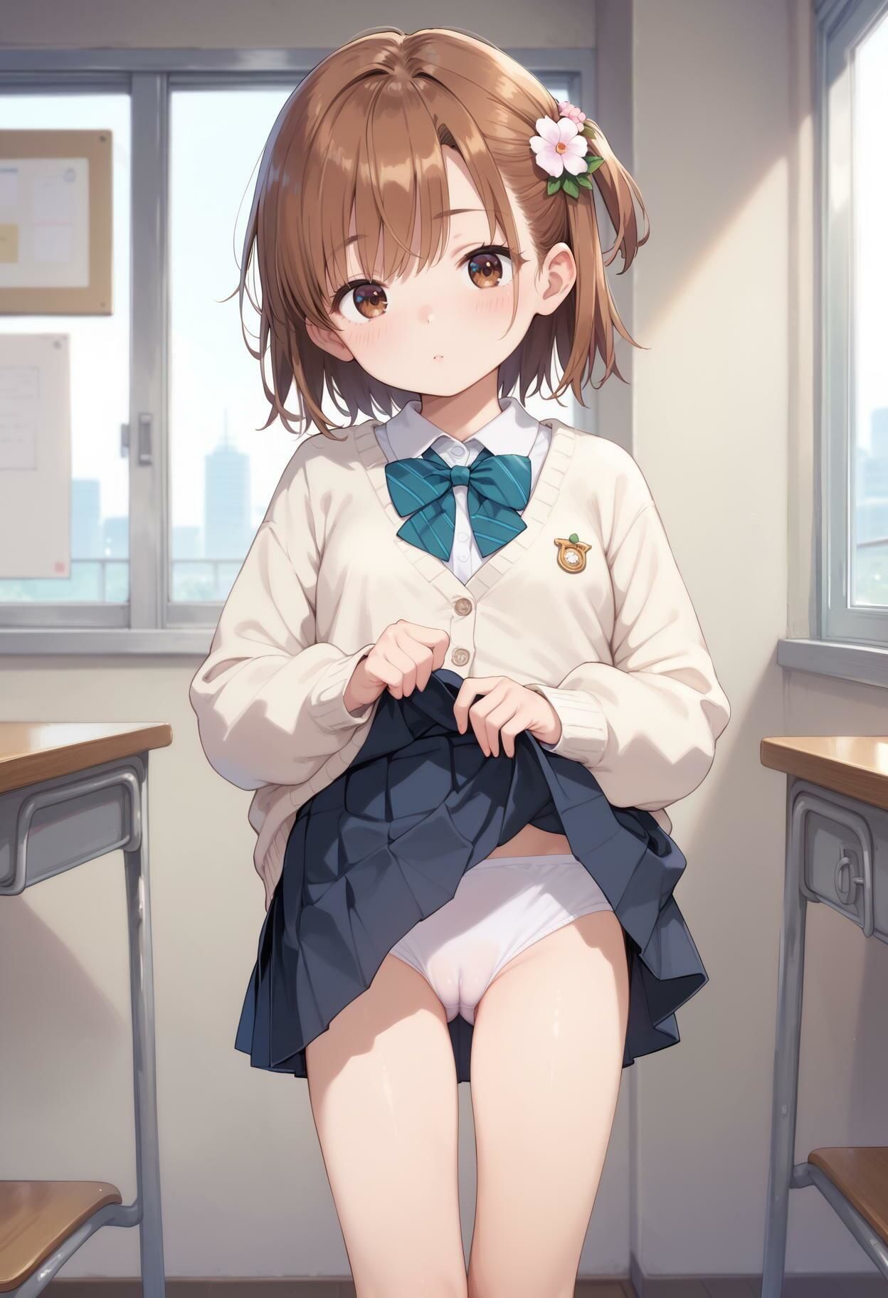 サンプル画像2:【今日のパンティ見せてください】女子校生になった御◯美◯(AI_Peeパンティ) [d_446777]