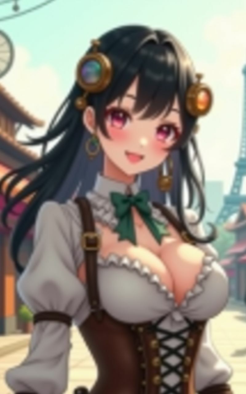 サンプル画像1:スチームパンク ギアとグリモワール 【AI美女イラスト集】(AIマネタイズ) [d_447393]