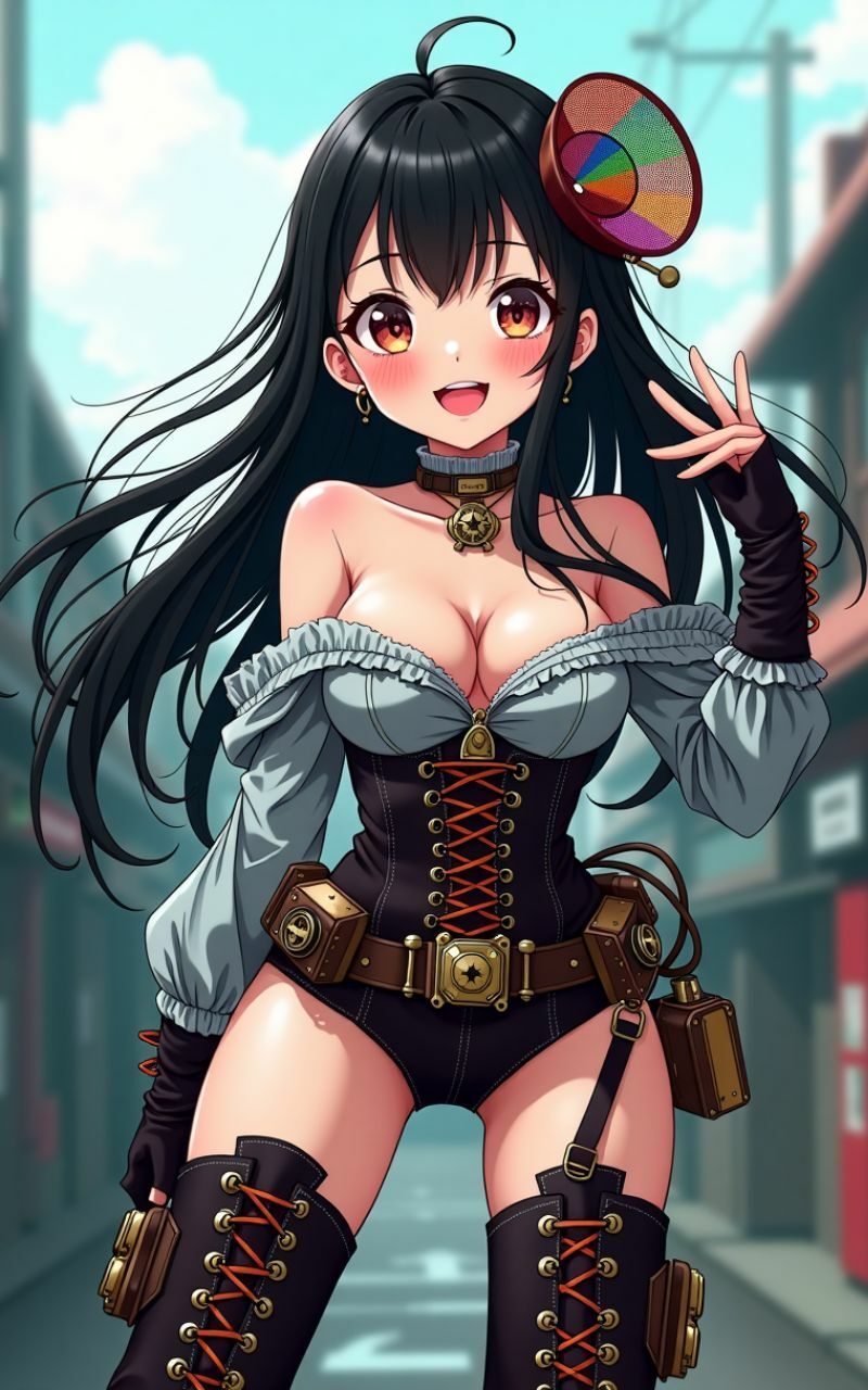 サンプル画像2:スチームパンク ギアとグリモワール 【AI美女イラスト集】(AIマネタイズ) [d_447393]