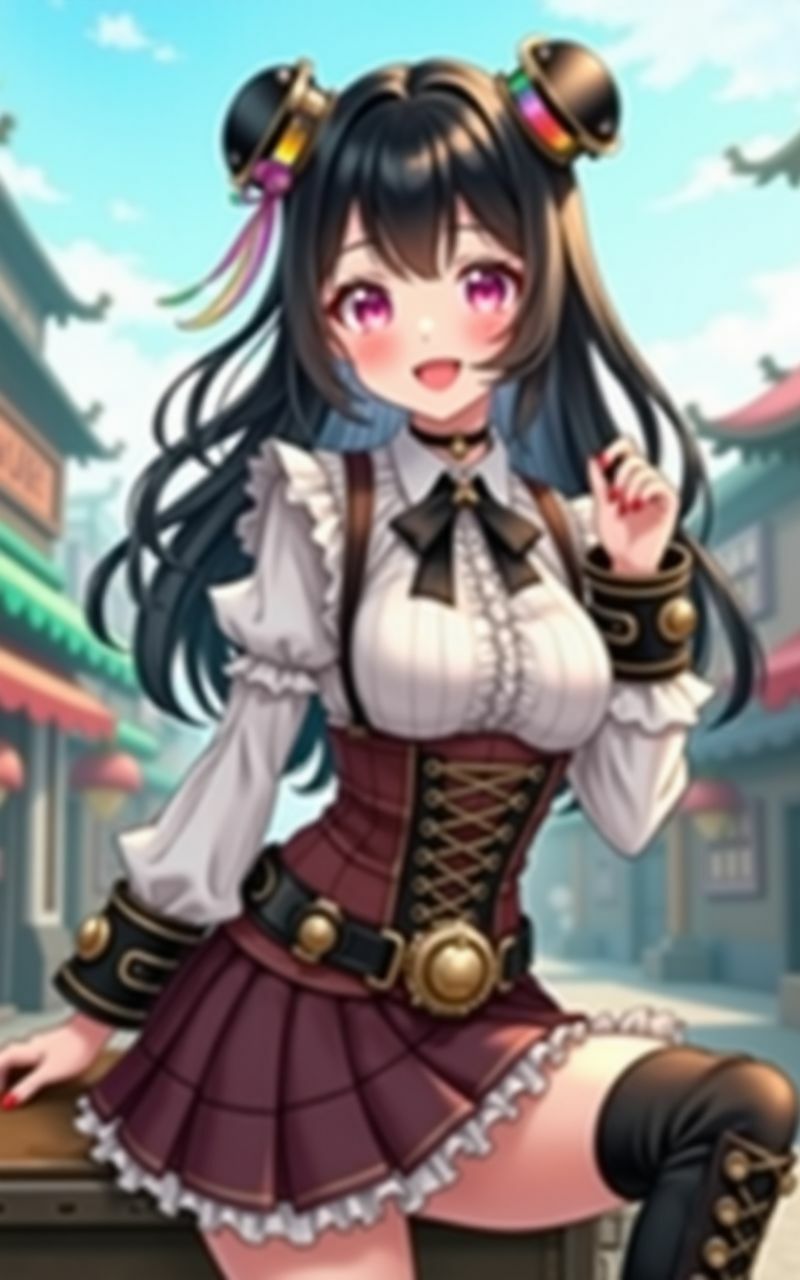 サンプル画像5:スチームパンク ギアとグリモワール 【AI美女イラスト集】(AIマネタイズ) [d_447393]