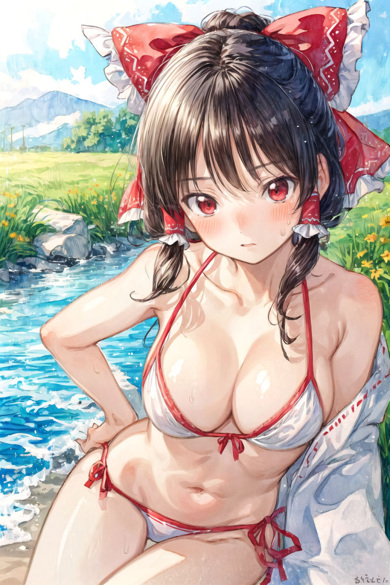 サンプル画像4:魔理沙は霊夢のえっちな写真を撮りたいようです。〜川編〜(ゆるふわ研究所) [d_447458]