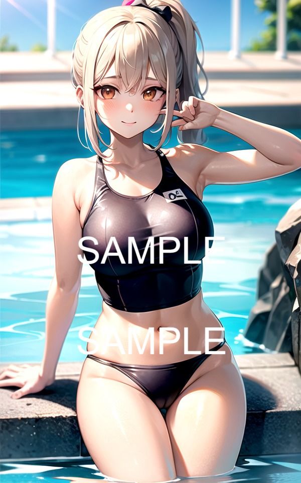 サンプル画像2:【300枚以上】プールのスク水美女イラスト集(ラテ) [d_447721]