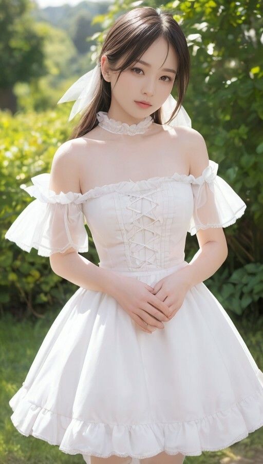 サンプル画像2:純白ドレスと庭と写真集(666のAI美女倶楽部) [d_447746]