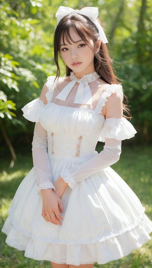 サンプル画像4:純白ドレスと庭と写真集(666のAI美女倶楽部) [d_447746]