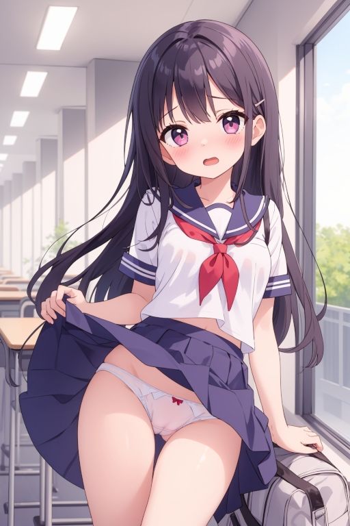 サンプル画像1:貧乳美少女画集No.022 制服スカートたくし上げ・パンチラ 113枚(愛のA工房) [d_447798]