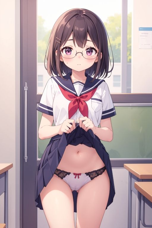 サンプル画像5:貧乳美少女画集No.022 制服スカートたくし上げ・パンチラ 113枚(愛のA工房) [d_447798]