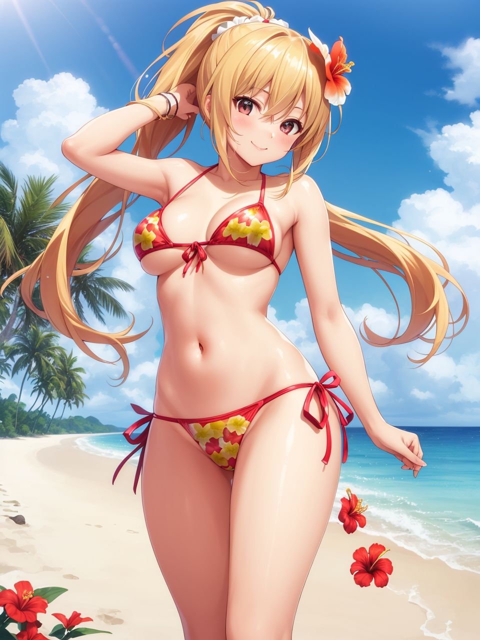 サンプル画像1:カラフルな水着を着た美少女たち〜AIイラスト集〜(くりきんとん) [d_447806]