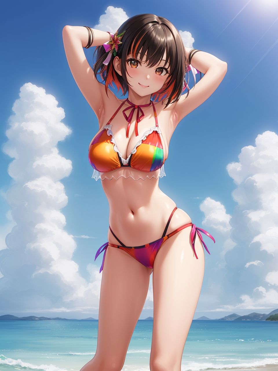 サンプル画像2:カラフルな水着を着た美少女たち〜AIイラスト集〜(くりきんとん) [d_447806]