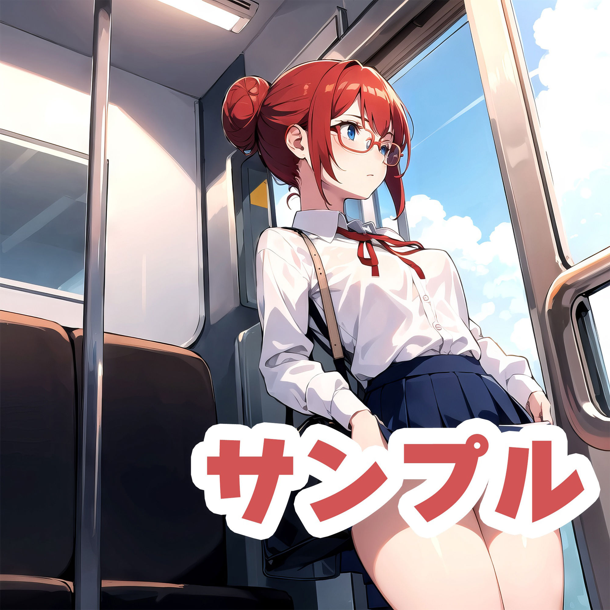 サンプル画像3:お団子メガネコスプレイヤー モレメちゃん 制服で電車、撮影会(ぽちくりふぁん) [d_448049]