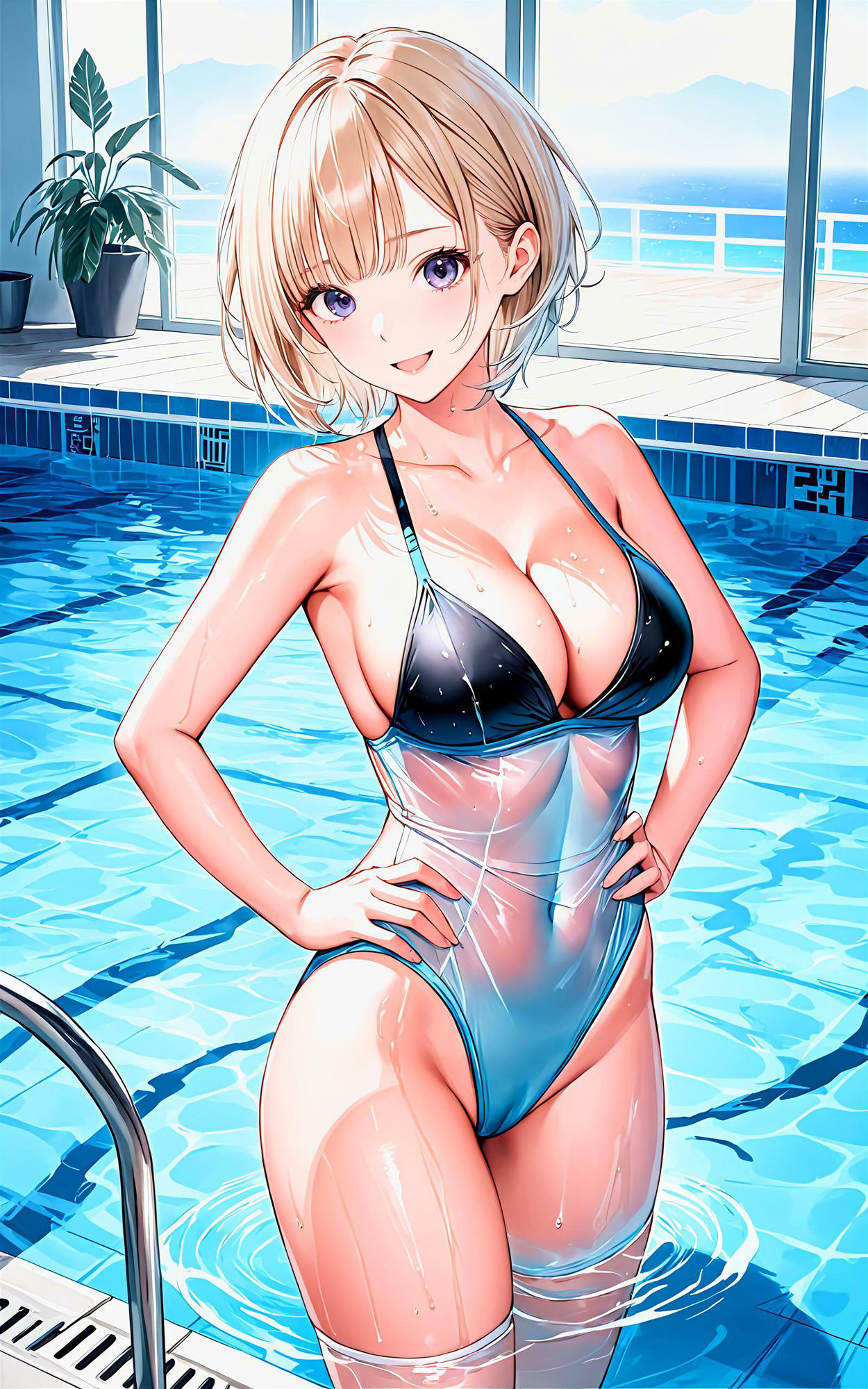 サンプル画像4:エチエチ水泳部 水泳部エースの水しぶきで濡れ濡れプールサイド！ vol.2(BETA) [d_448056]