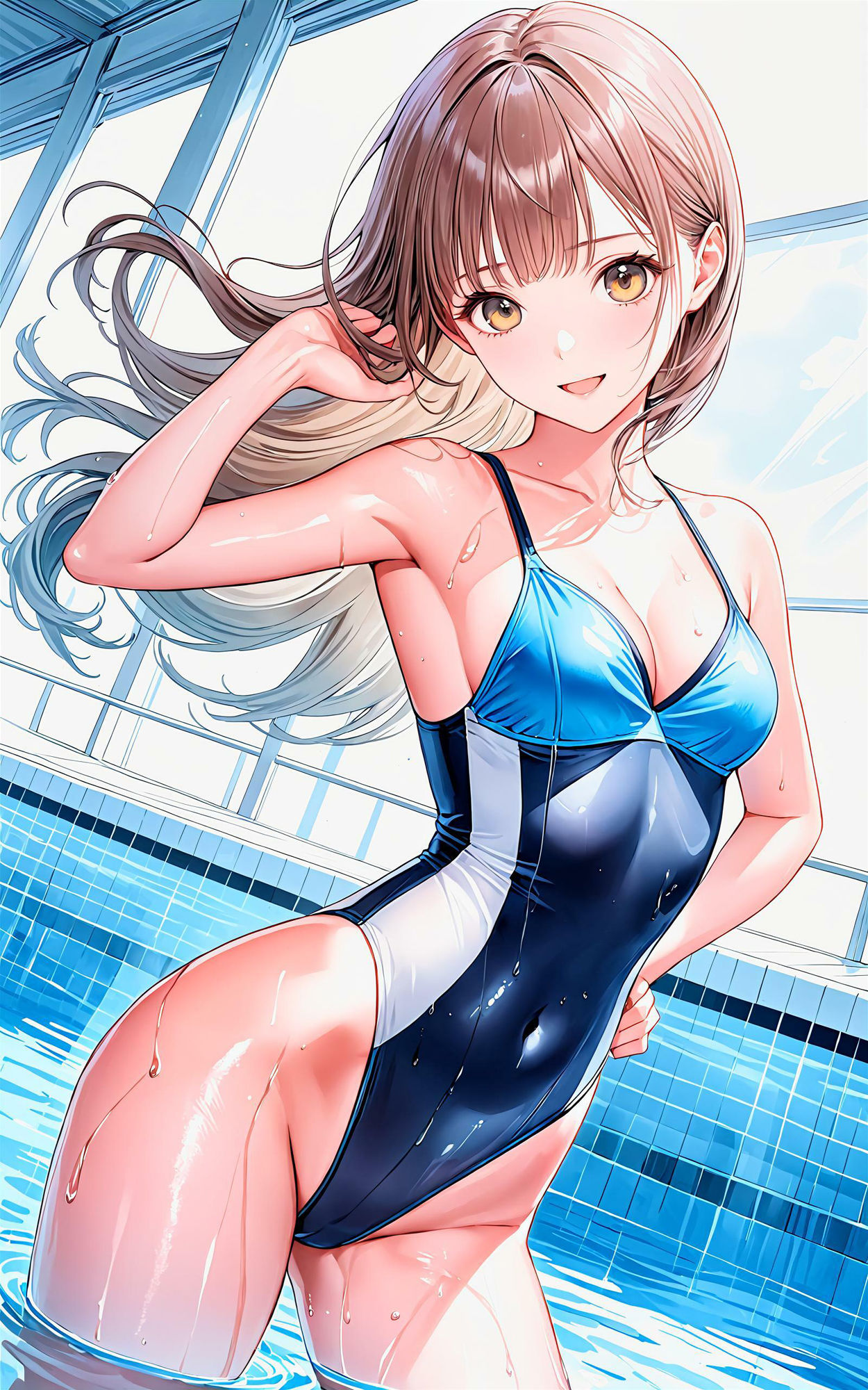 サンプル画像5:エチエチ水泳部 水泳部エースの水しぶきで濡れ濡れプールサイド！ vol.2(BETA) [d_448056]