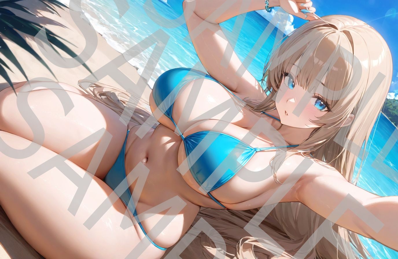 サンプル画像1:【高精細、高画質】水着美女 AIイラスト集 全100枚(アラレ) [d_448070]