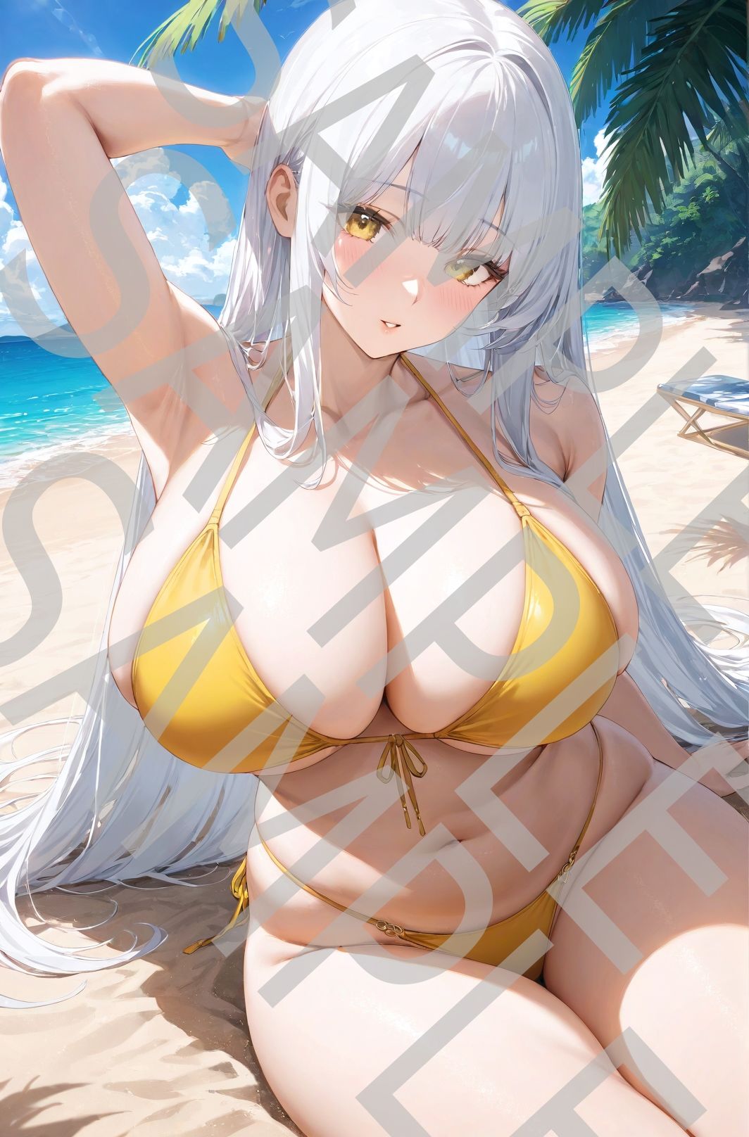 サンプル画像6:【高精細、高画質】水着美女 AIイラスト集 全100枚(アラレ) [d_448070]