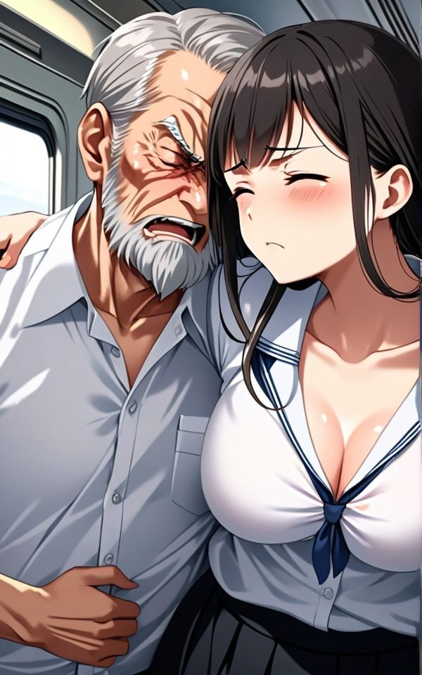 サンプル画像2:電車の中は密室痴●天国触り放題のおじさんと怯える女の子 清楚系巨乳制服女子は学校帰りに恐怖体験をする(ガーネット牡丹) [d_448307]