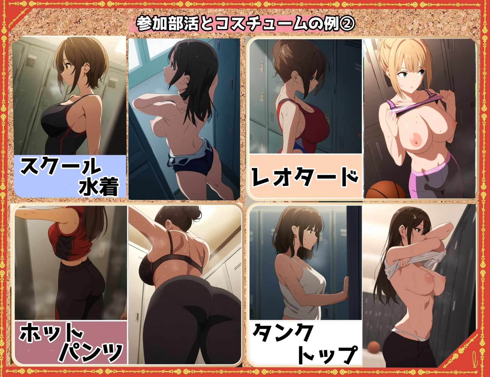 サンプル画像5:盗撮＆汗蒸れフェチ特化 2020年代アニメ作画特集 スポーツ巨乳少女たちの運動部盗撮 –色白少女編- 500枚を撮影-(青山堂) [d_448627]