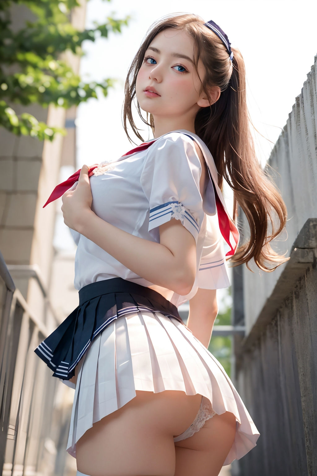 【パンチラAIイラスト】癒しの白いパンチラ集500枚〜パート 1のサンプル画像 6